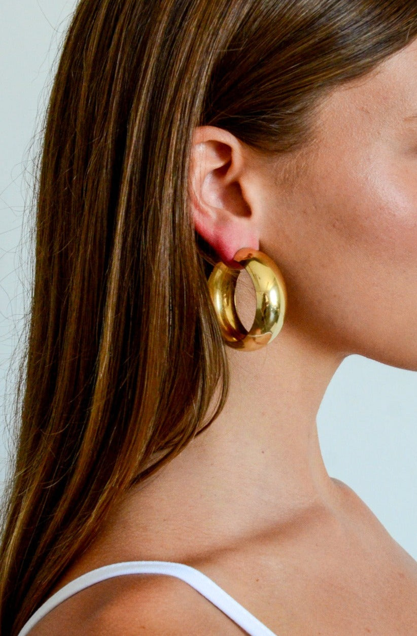 Thick Gold Tube Hoops