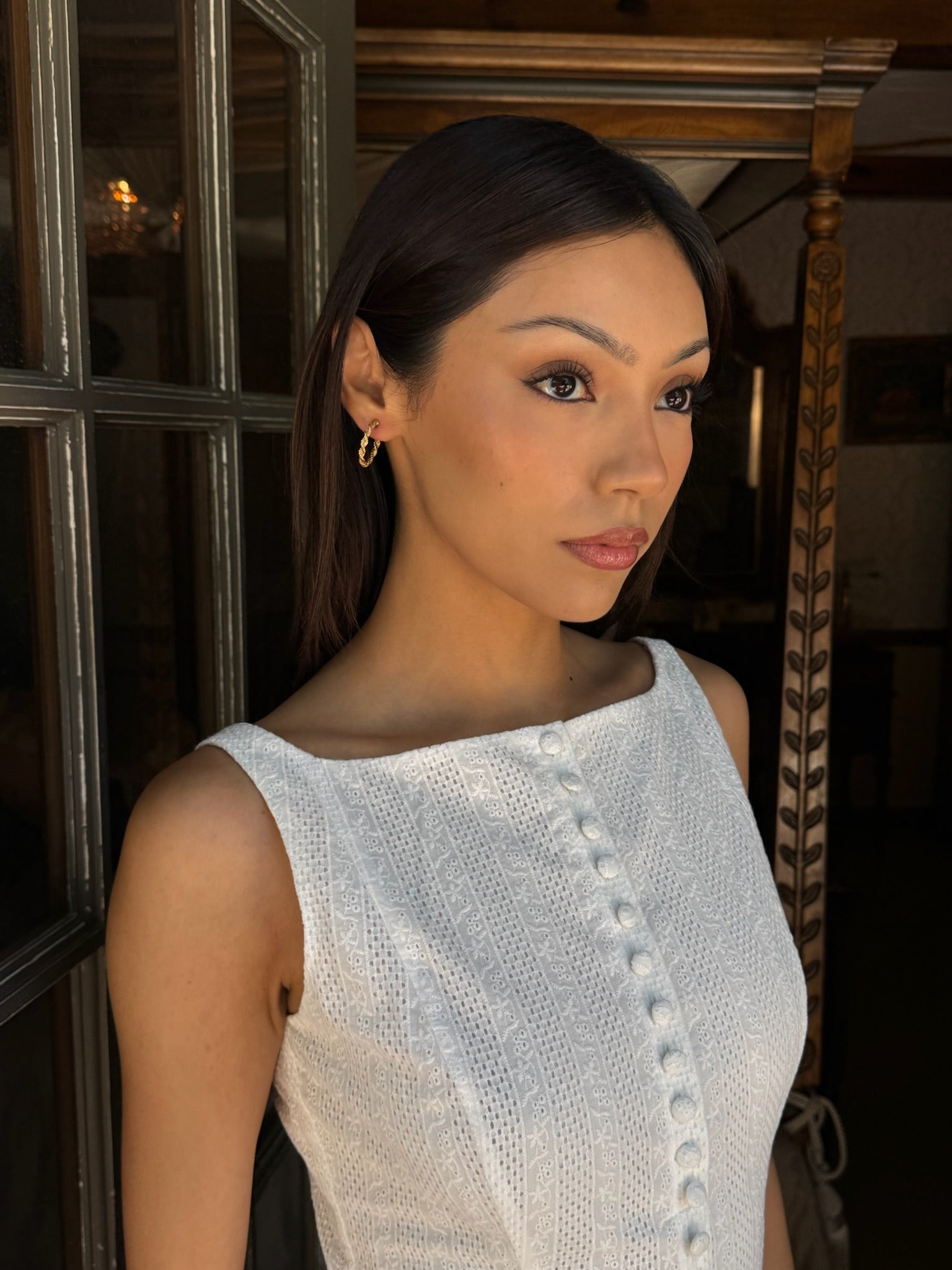 Mini Gold-Toned Twisted Hoop Earrings