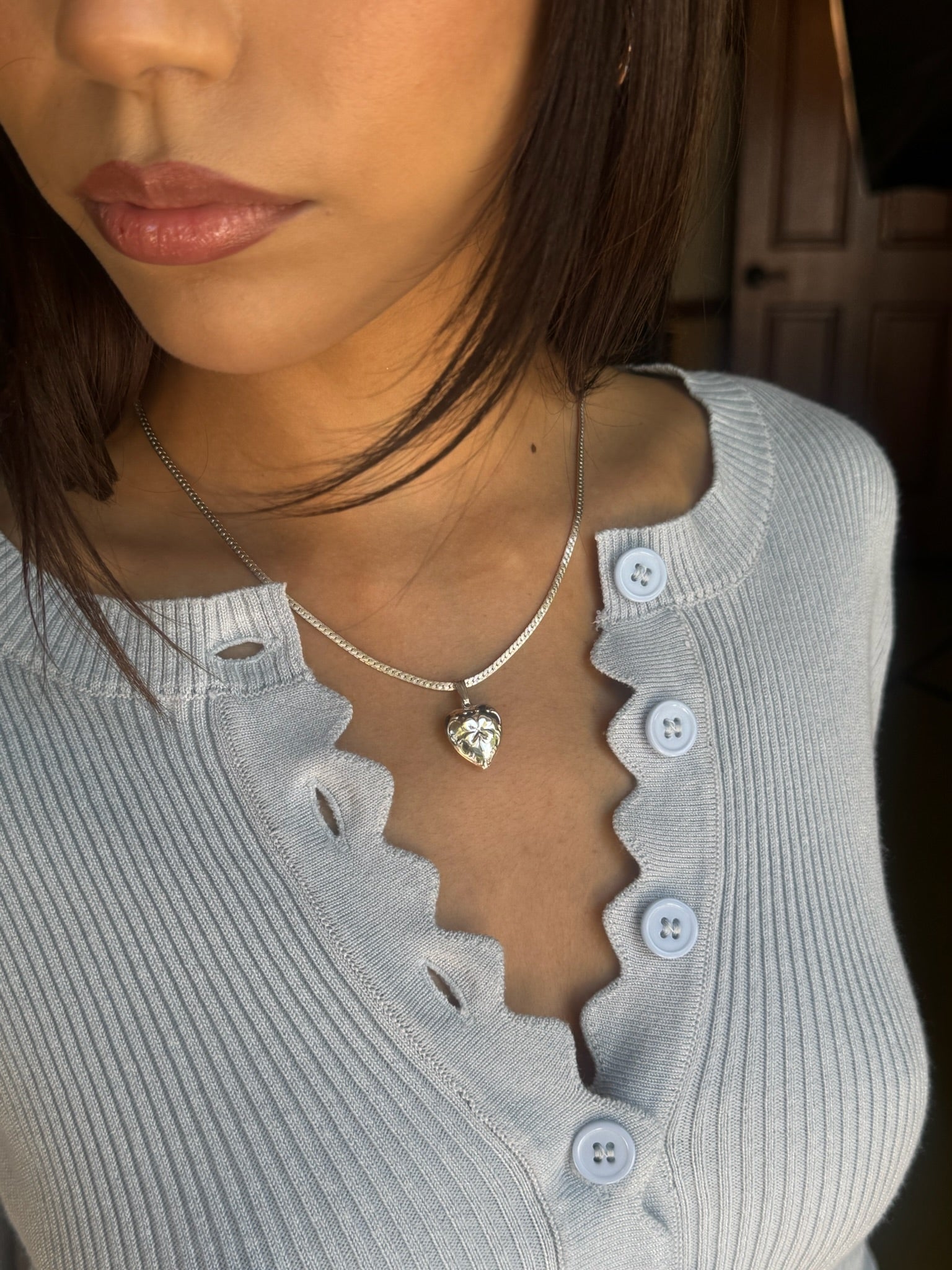 Sterling Silver Heart Shaped Locket Necklace