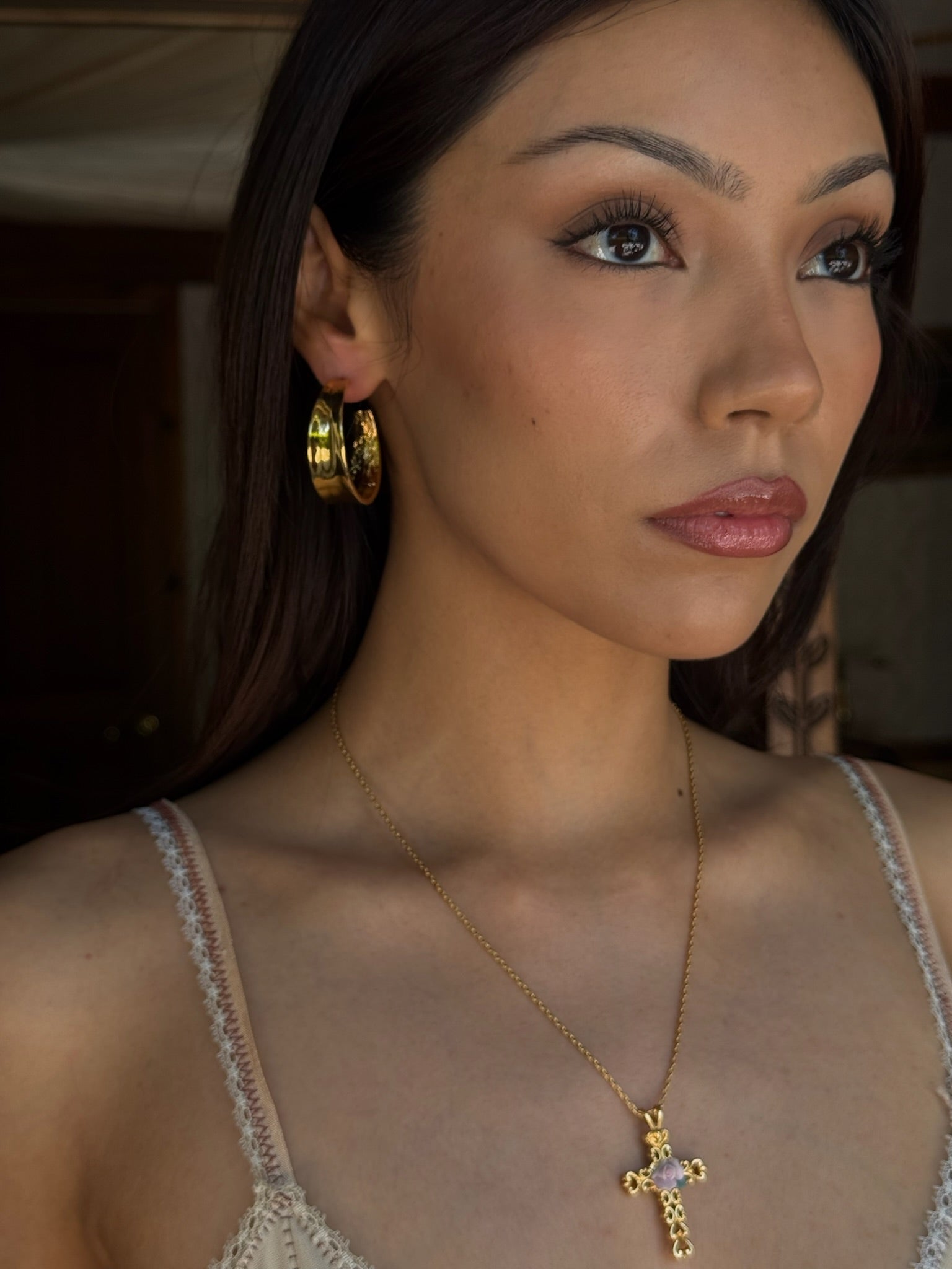 Thick Gold Polished Hoop Earrings