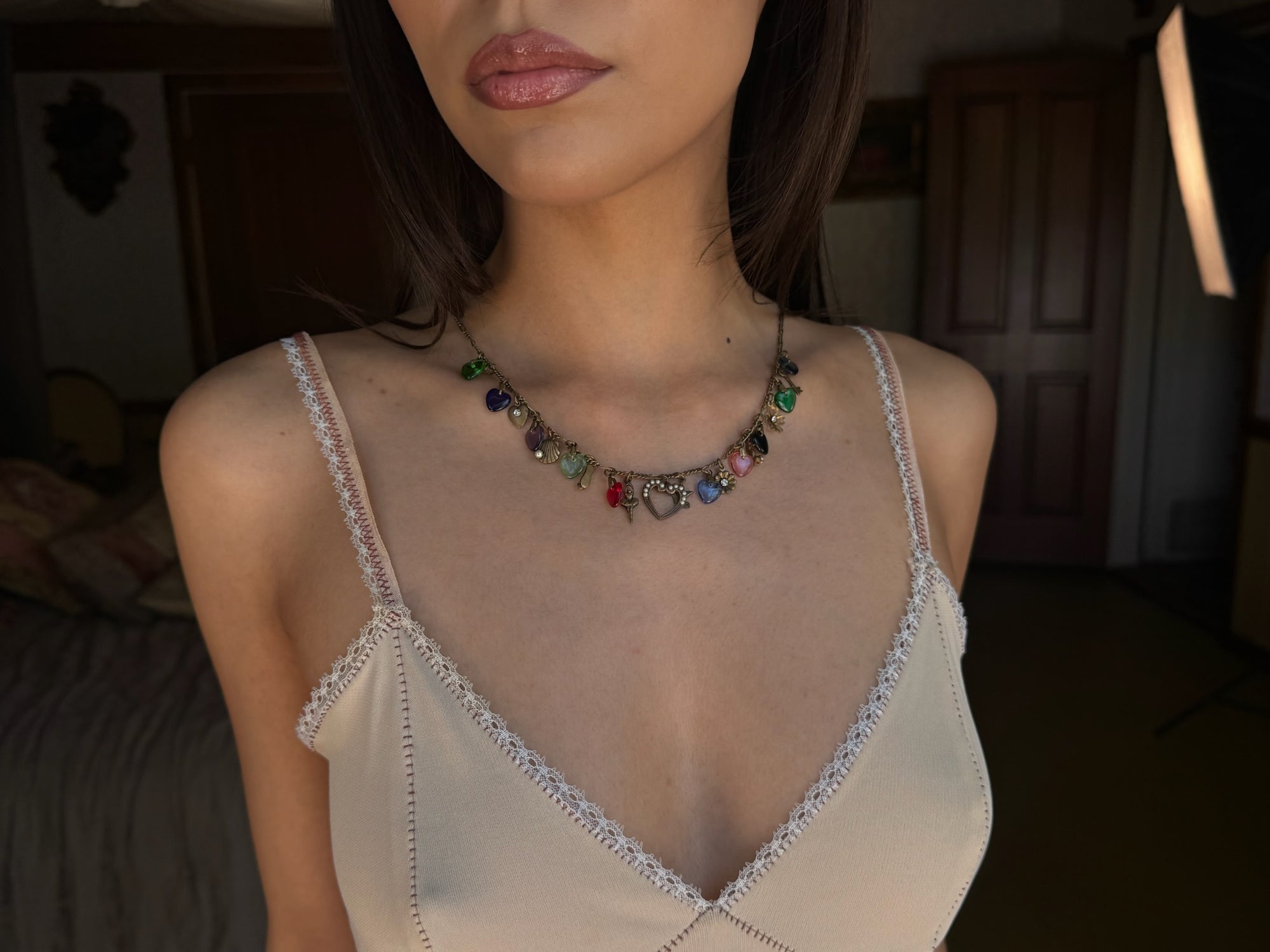 Cherub Glass Charm Necklace