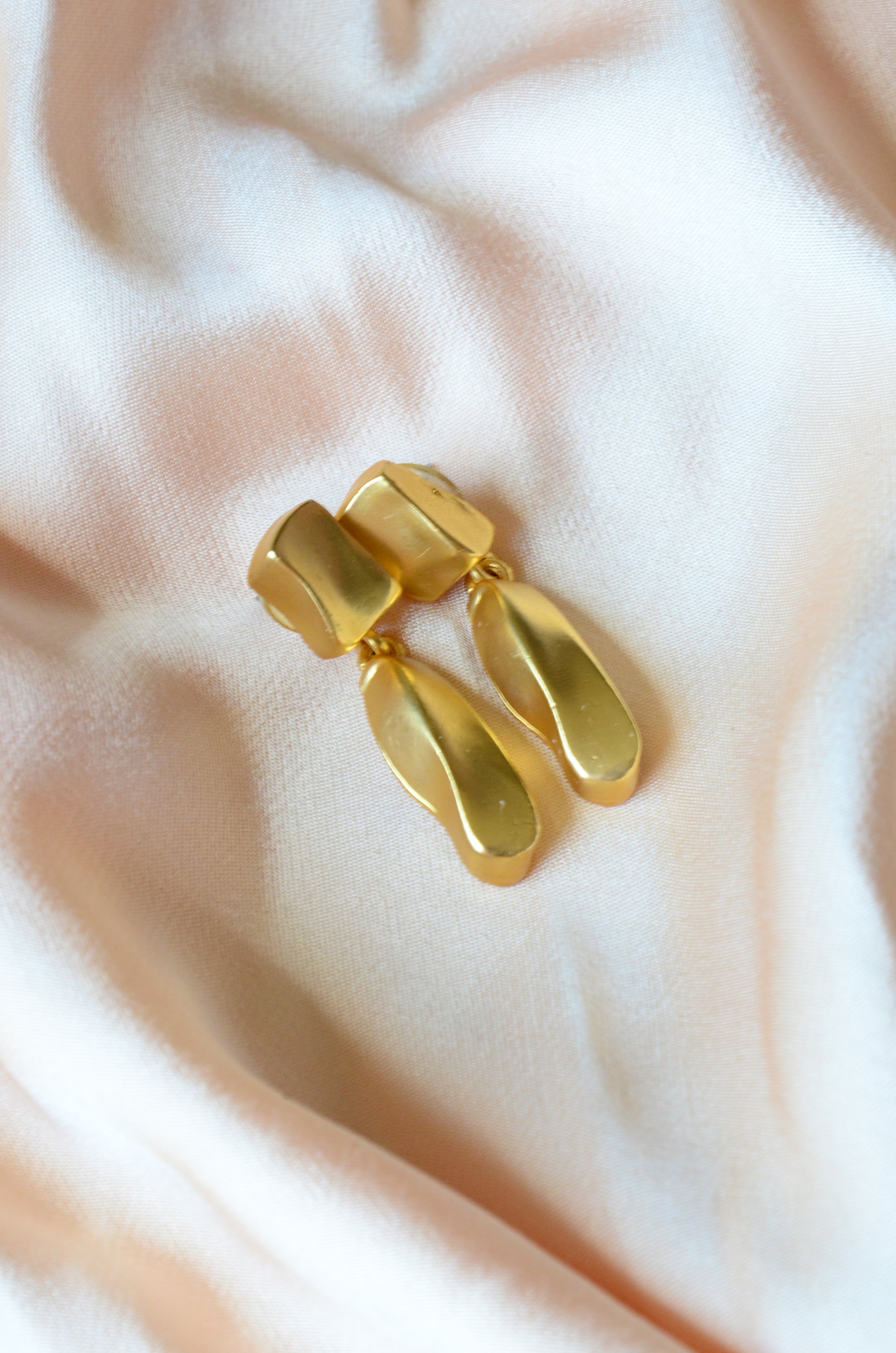 Door Knocker Drop Gold Post Earrings