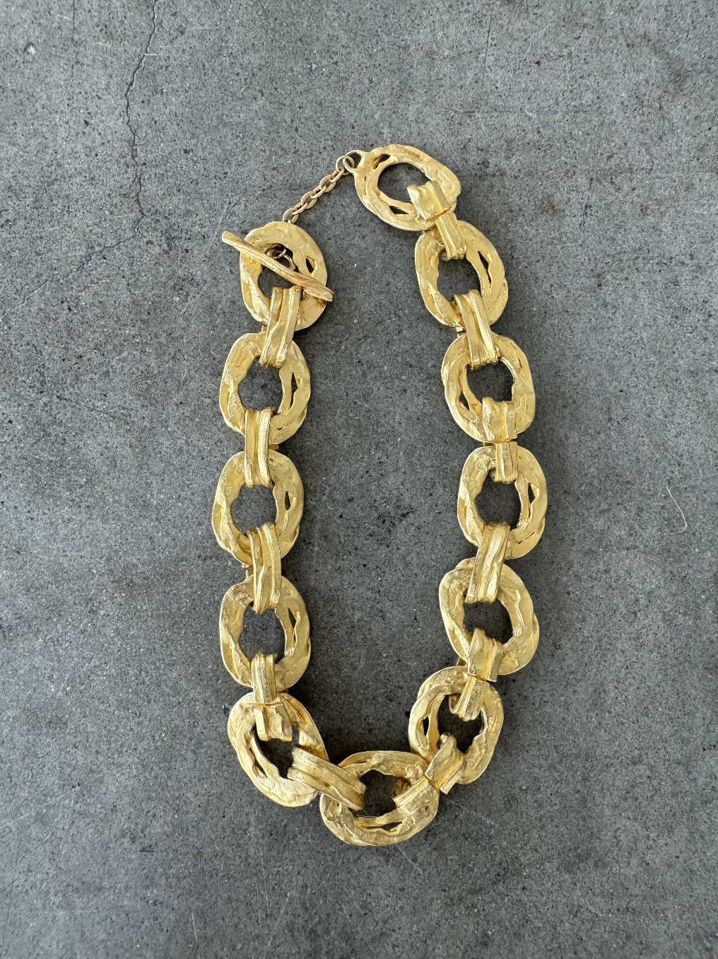 Gold Matte Link Necklace Set