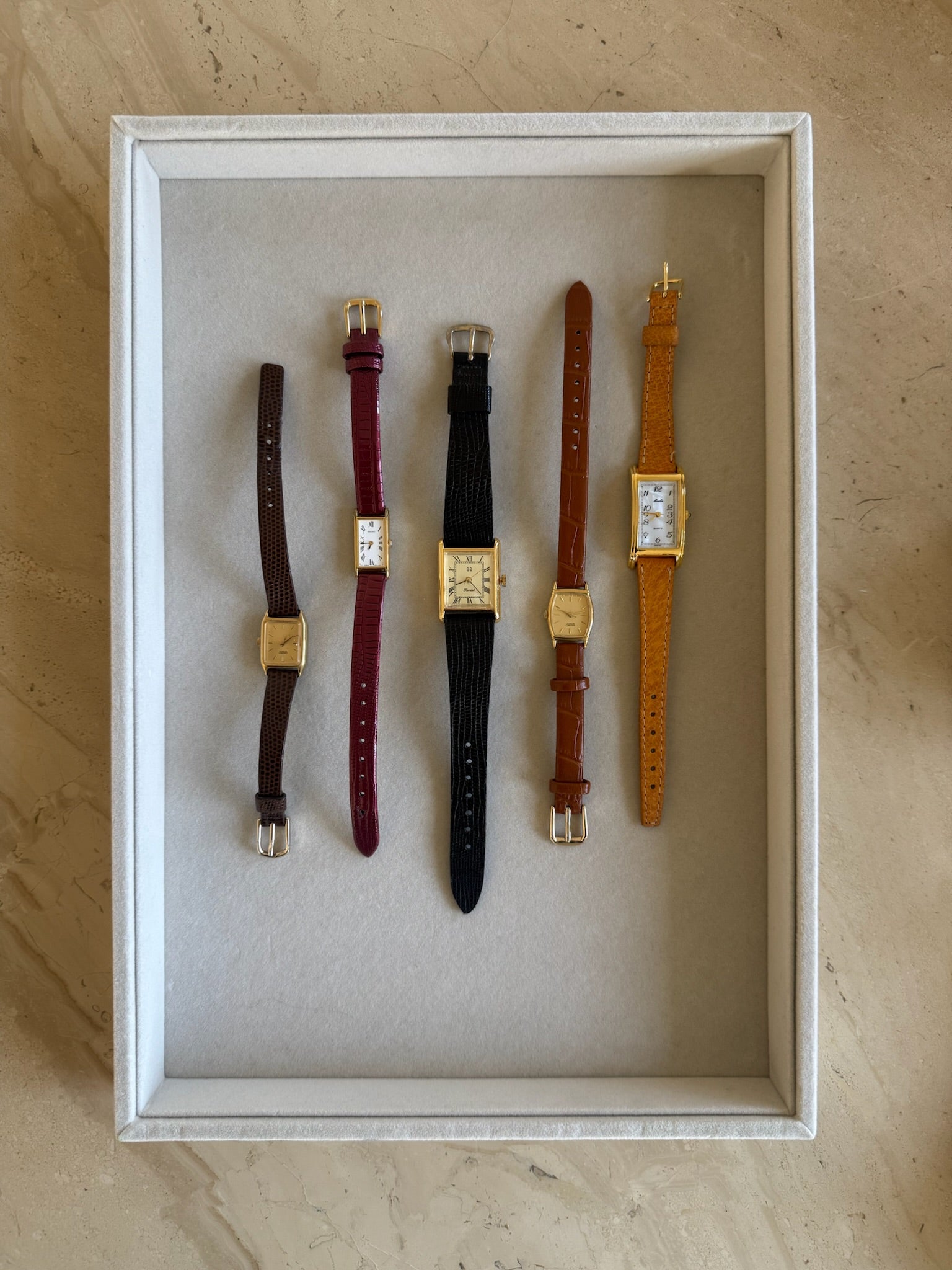 Heirloom Slim Tank Red Leather Watch